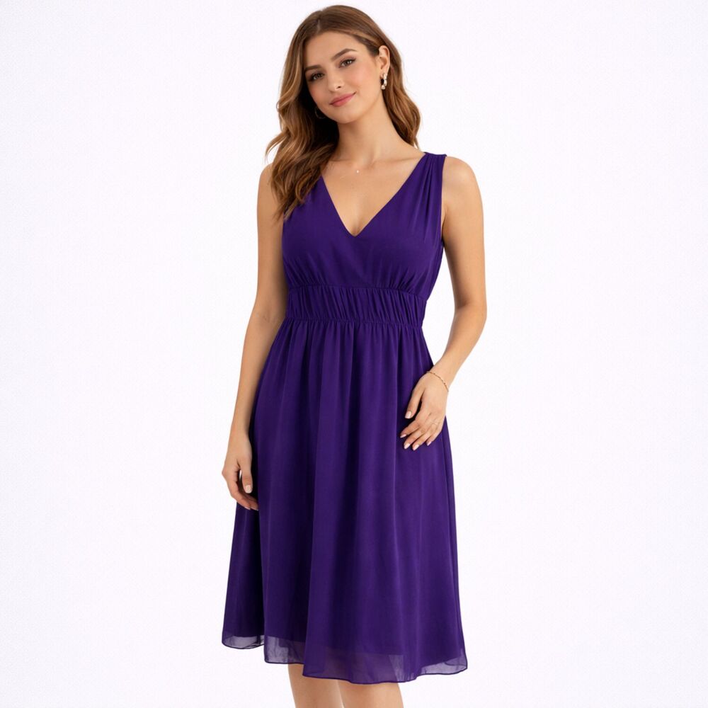 100% Silk L.K. Bennett London Elegant Purple Sleeveless Dress 6